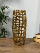 Ваза для цветов «Дайзи», крупная сетка, h=30, d=10 см, керамика, золото - Фото 2