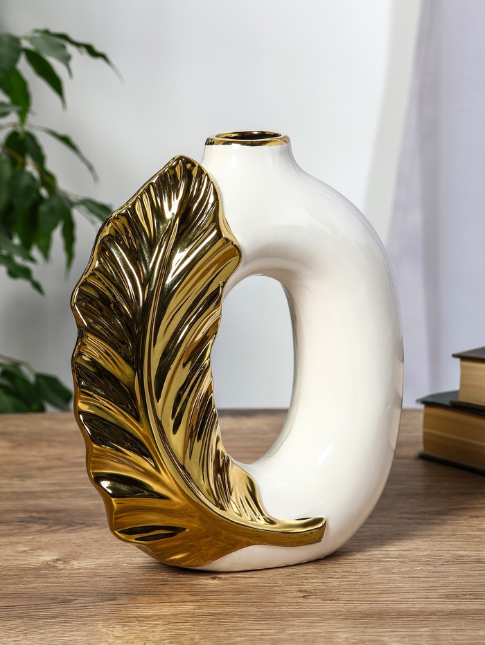 Ваза «Лорей», 22×17.5 см, d=4 см, керамика, белая