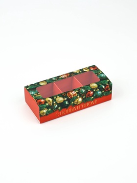 Коробка под 3 конфеты с ячейками «Ёлочные шары», 13,3 × 3,3 × 5,8 см