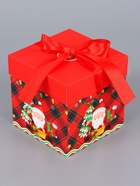 Коробка Самосборная "Дедушка мороз"  10х10х10 см - фото 809035741