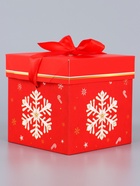 Коробка подарочная, новогодняя, самосборная «Дедушка мороз» 15×15×15 см - Фото 3