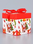 Коробка подарочная, новогодняя, самосборная «Дед мороз и Елка» 15×15×15 см - Фото 3