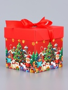 Коробка Самосборная "Новогодний лес" 10х10х10 см - фото 809035814