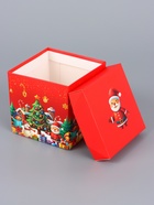 Коробка Самосборная "Новогодний лес" 10х10х10 см - фото 809179009
