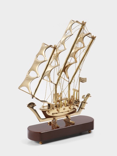 Корабль сувенирный, 22×6.5×32 см, латунь