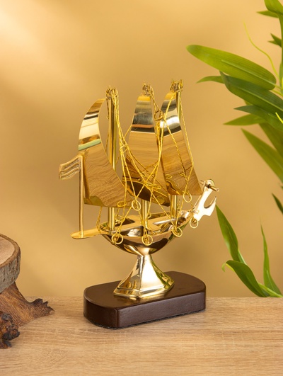 Корабль сувенирный, 14×6×21 см, латунь