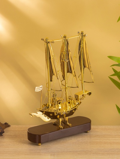 Корабль сувенирный 21х6,5х30 см, латунь