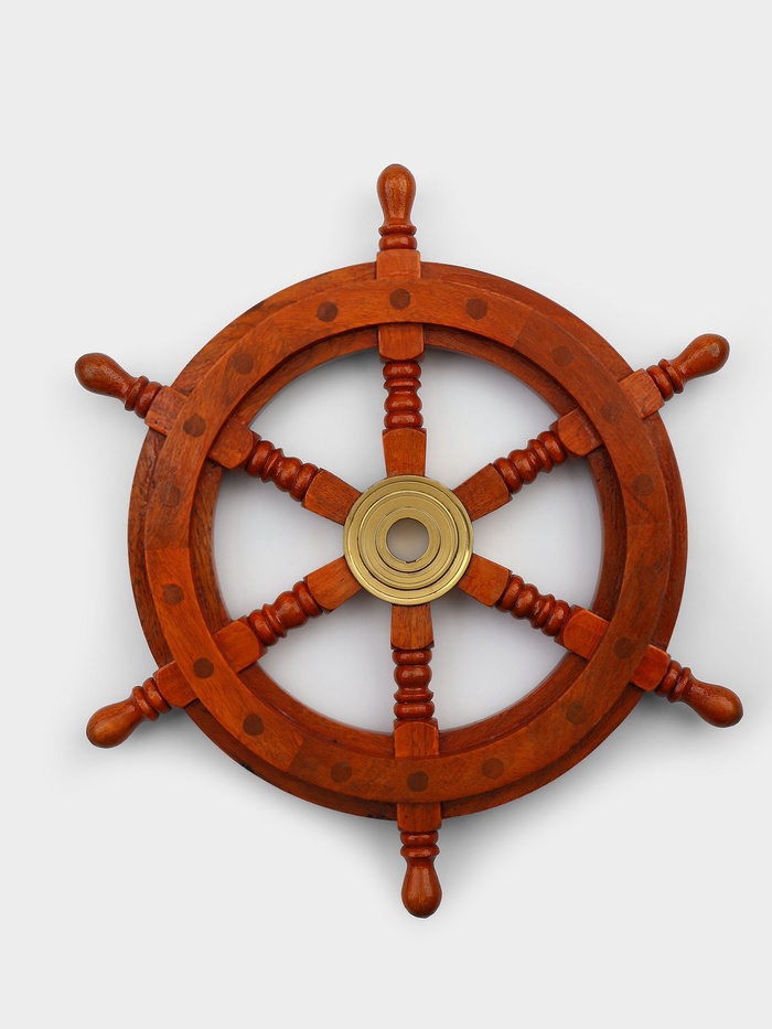 Штурвал декоративный, 32×32×3.5 см, дерево - Фото 1