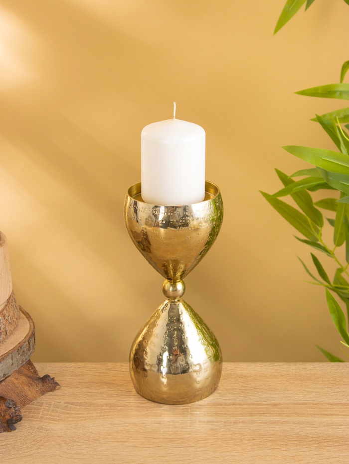 Подсвечник «Песочные часы», 8.5×19 см, алюминий, золото