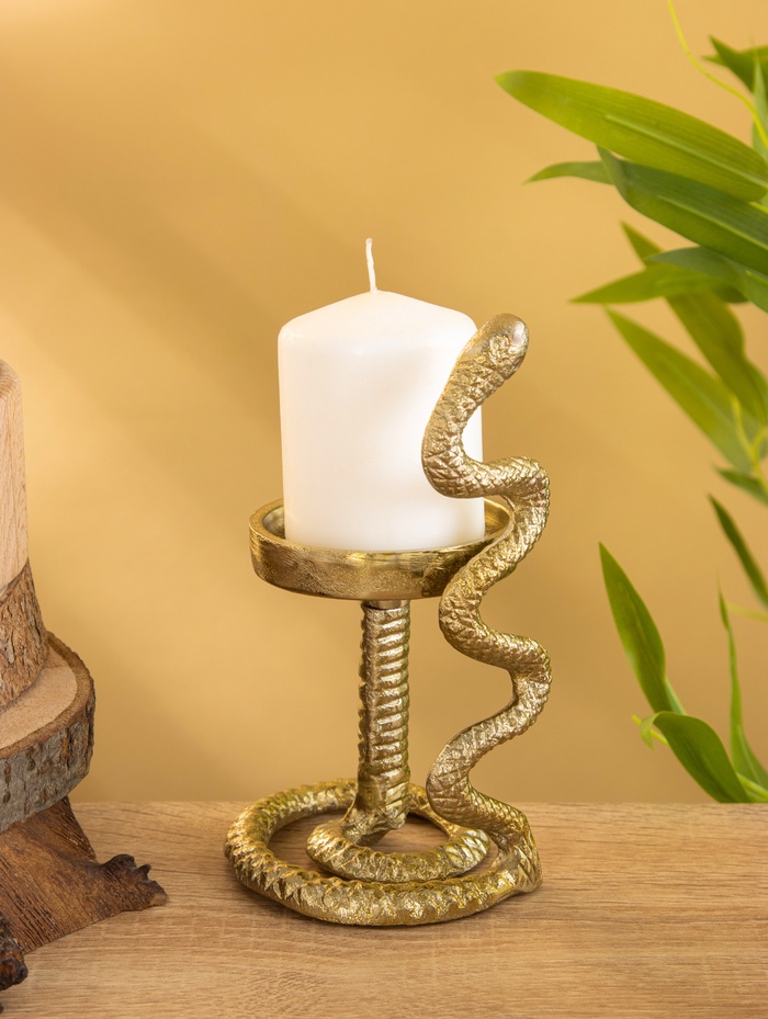 Подсвечник для свечи 8 см «Змея», 9×9×16 см, алюминий, золото