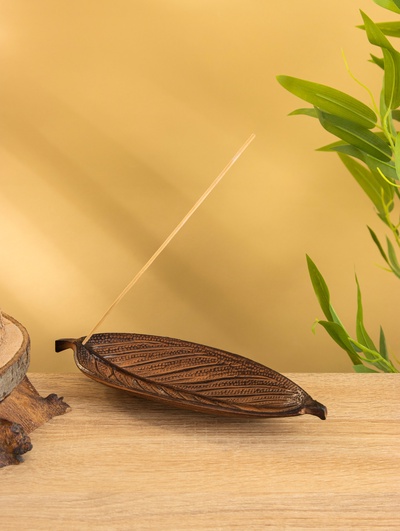 Подставка под благовония «Лист», 23×8×2 см, алюминий, оранжевый