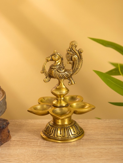 Подставка под благовония с 5 лепестками «Жар Птица», 9.5×9.5×14 см, латунь