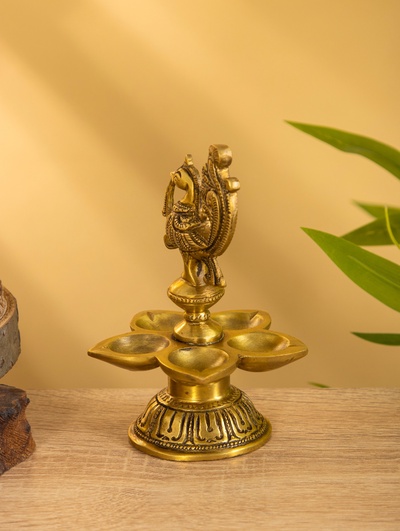 Подставка под благовония с 5 лепестками «Жар Птица», 9.5×9.5×14 см, латунь