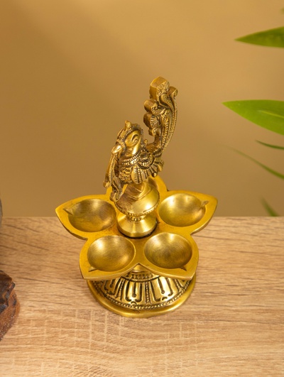 Подставка под благовония с 5 лепестками «Жар Птица», 9.5×9.5×14 см, латунь