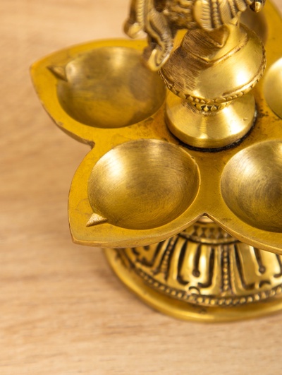 Подставка под благовония с 5 лепестками «Жар Птица», 9.5×9.5×14 см, латунь