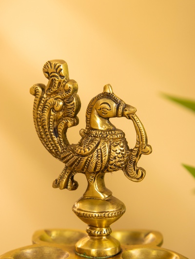 Подставка под благовония с 5 лепестками «Жар Птица», 9.5×9.5×14 см, латунь