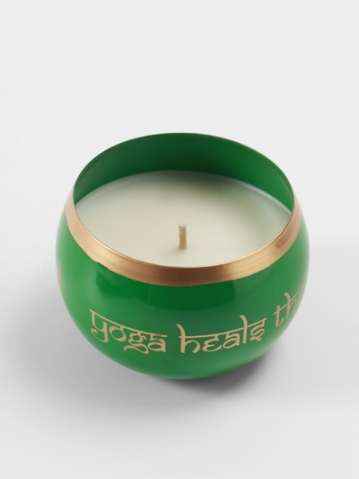 Свеча в чаше Yoga heal the soul, 200 г, 8.5×7 см, соевый воск, зелёная
