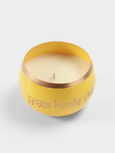 Свеча в чаше Yoga heal the soul, 200 г, 8.5×7 см, соевый воск, жёлтая