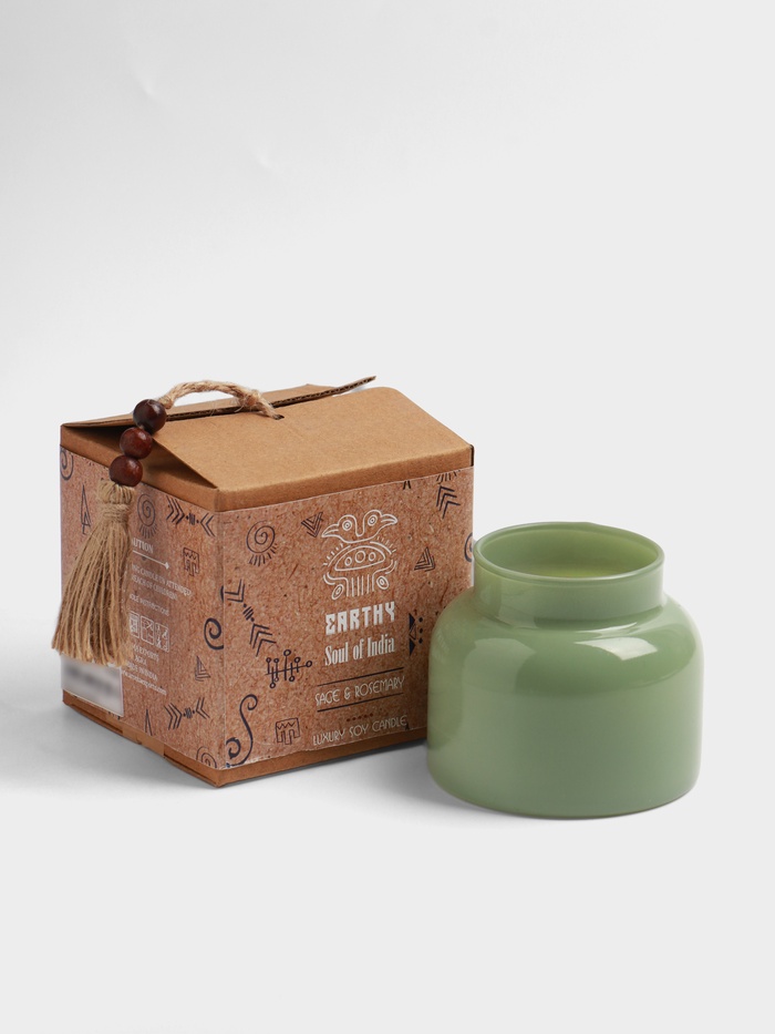 Свеча с травами в банке Earthy collection Sage&Rosemary, 200 г, шалфей розмарин - Фото 1