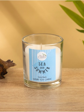Свеча с кристаллом внутри Sea and Summer Coco Oasis, 120 г, соевый воск, кокос