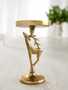 Подсвечник «Оленёнок», 10×10×17 см, алюминий, золотой - фото 60973940