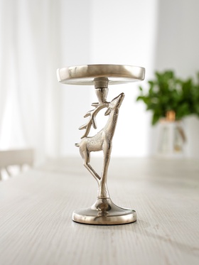 Подсвечник «Оленёнок», 10×10×17 см, алюминий, серебряный 10722332