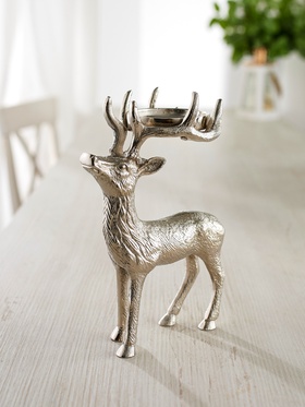 Подсвечник «Сохатый», 15.5×9×22.5 см, алюминий, серебряный