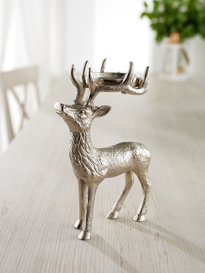 Подсвечник «Сохатый», 15.5×9×22.5 см, алюминий, серебряный