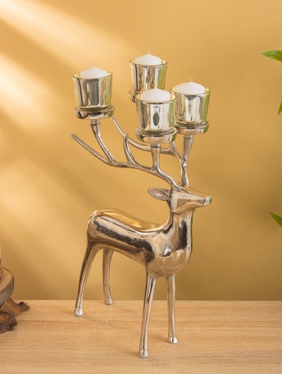 Подсвечник на 4 свечи «Олень», 17×26.5×38 см, алюминий