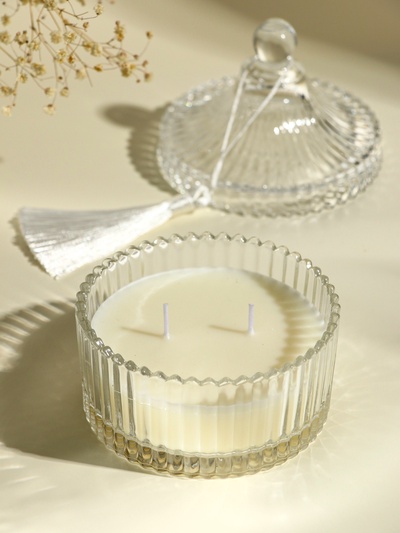 Ароматическая свеча в шкатулке «С кисточкой», 2 фитиля, сладкий апельсин, 10×10×12.5 см