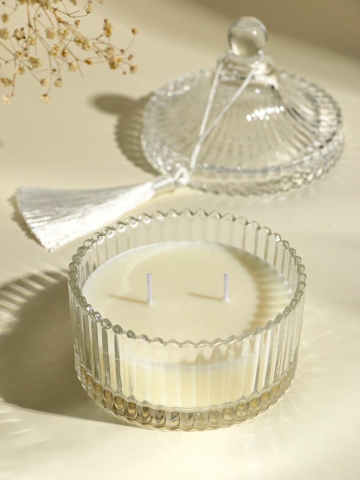 Ароматическая свеча в шкатулке «С кисточкой», 2 фитиля, сладкий апельсин, 10×10×12.5 см - Фото 1