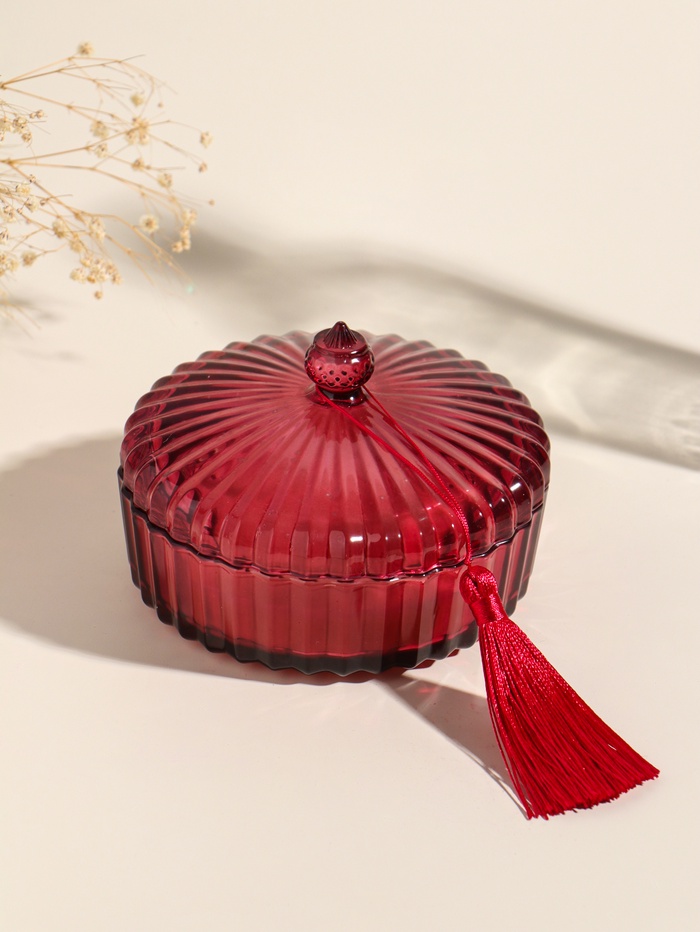 Ароматическая свеча в шкатулке «Красная», 3 фитиля, роза, 13.3×13.3×9.5 см - Фото 1