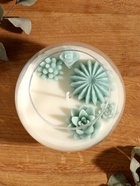 Ароматическая свеча в подсвечнике «Суккуленты», 1 фитиль, белый чай, 11×11×10 см - Фото 2