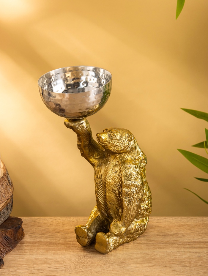 Сувенир с чашей «Медведь», 14.5×13×23 см, алюминий - Фото 1