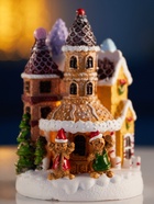 Светодиодная фигура «Пряничный замок», 10×7 см, 4 LED, от батареек, свечение тёплое белое - фото 120735639