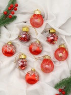 Ёлочные игрушки «Капризы зимы», шары новогодние, d=6 см, 9 шт. красный - Фото 1