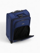 Чемодан на колёсах маленький 45 л (S), на молнии, кодовый замок, 4 колеса, синий - Фото 12