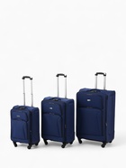 Чемодан на колёсах средний 72 л (M), на молнии, кодовый замок, 4 колеса, синий - Фото 13