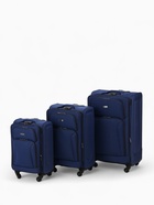 Чемодан на колёсах средний 72 л (M), на молнии, кодовый замок, 4 колеса, синий - Фото 14