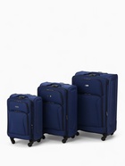 Чемодан на колёсах большой 97 л (L), на молнии, кодовый замок, 4 колеса, синий - Фото 13