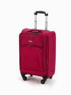 Чемодан на колёсах маленький 45 л (S), на молнии, с увеличением, кодовый замок, 4 колеса, красный - Фото 2