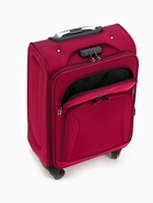 Чемодан на колёсах маленький 45 л (S), на молнии, с увеличением, кодовый замок, 4 колеса, красный - Фото 11