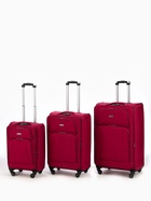 Чемодан на колёсах средний 72 л (M), на молнии, с увеличением, кодовый замок, 4 колеса, красный - Фото 12