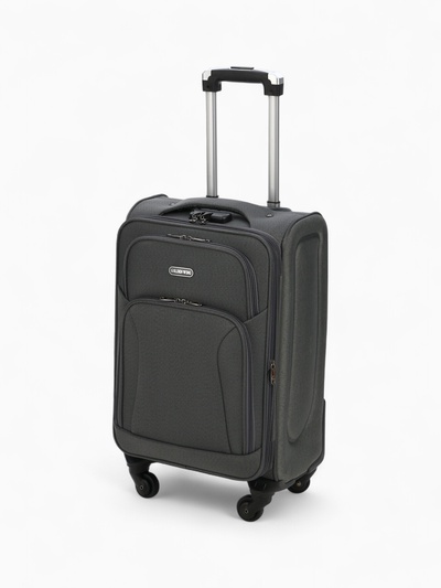 Чемодан на колёсах маленький 45 л (S), на молнии, с увеличением, кодовый замок, 4 колеса, серый