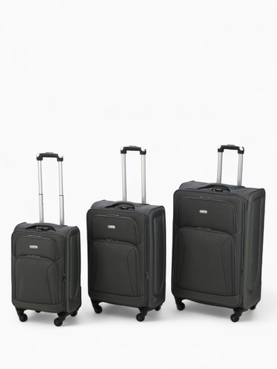 Чемодан на колёсах маленький 45 л (S), на молнии, с увеличением, кодовый замок, 4 колеса, серый