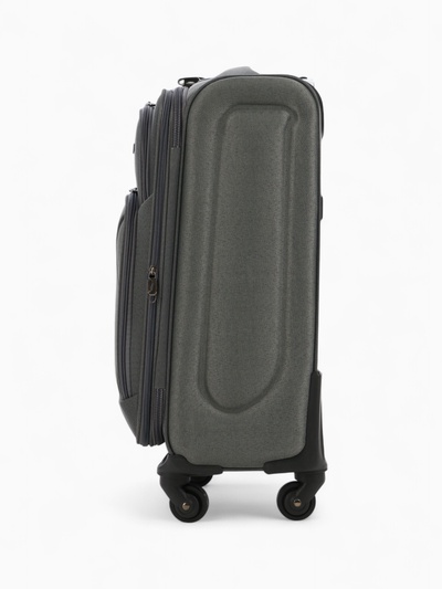 Чемодан на колёсах маленький 45 л (S), на молнии, с увеличением, кодовый замок, 4 колеса, серый