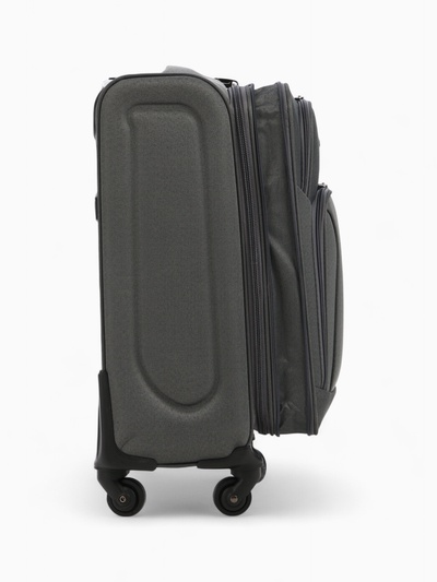 Чемодан на колёсах маленький 45 л (S), на молнии, с увеличением, кодовый замок, 4 колеса, серый