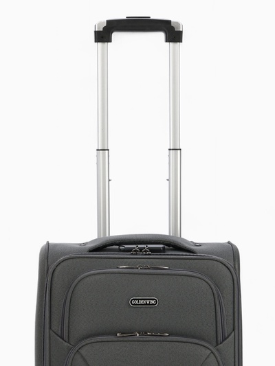 Чемодан на колёсах маленький 45 л (S), на молнии, с увеличением, кодовый замок, 4 колеса, серый