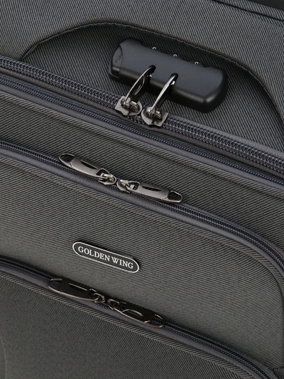 Чемодан на колёсах маленький 45 л (S), на молнии, с увеличением, кодовый замок, 4 колеса, серый