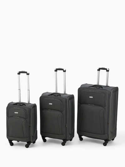 Чемодан на колёсах большой 97 л (L), на молнии, с увеличением, кодовый замок, 4 колеса, серый